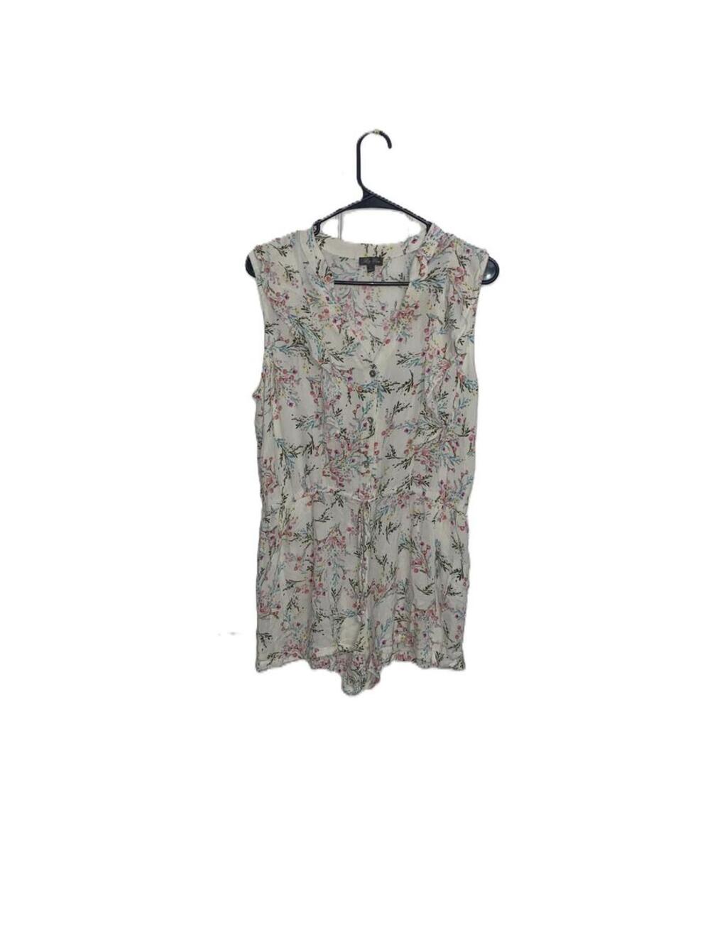 Lily Rose Floral Romper Cream Pink Sleeveless Cottagecore Boho Size M